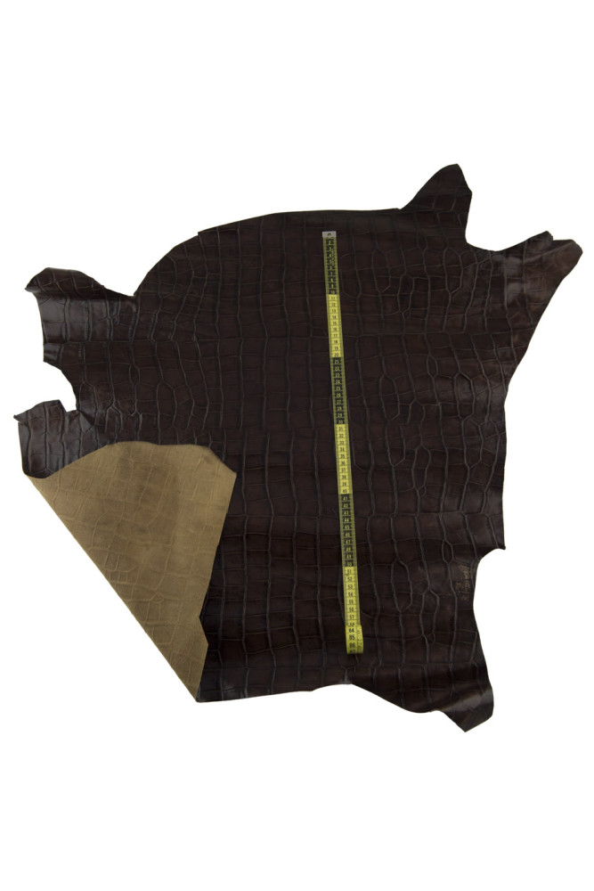 Pelle COCCODRILLO marrone, vitello...