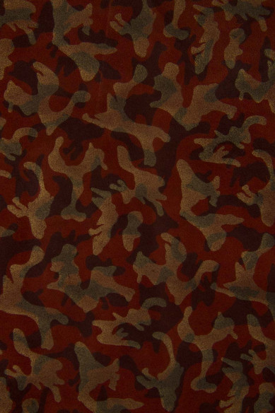 Pellame stampa CAMOUFLAGE, crosta di vitello ruggine con disegno militare bronzo militare