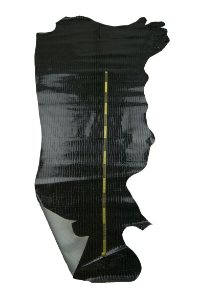 CROCODILE embossed leather hide, green black animal printed patent cowhide, glossy stiff calfskin, 1.0 - 1.1 mm