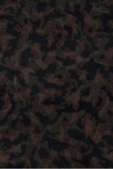 CAMOUFLAGE textured leather hide, bronze brown military print on suede calfskin