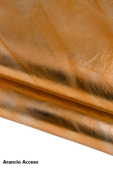 Pellame LAMINATO stropicciato colori accesi e fluorescenti, pelle di capra metallizzata morbida sfumata per hobbisti