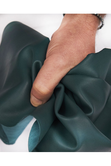 NAPPA verde petrolio, pelle agnello super morbido, pellame liscio semi lucido per abbigliamento