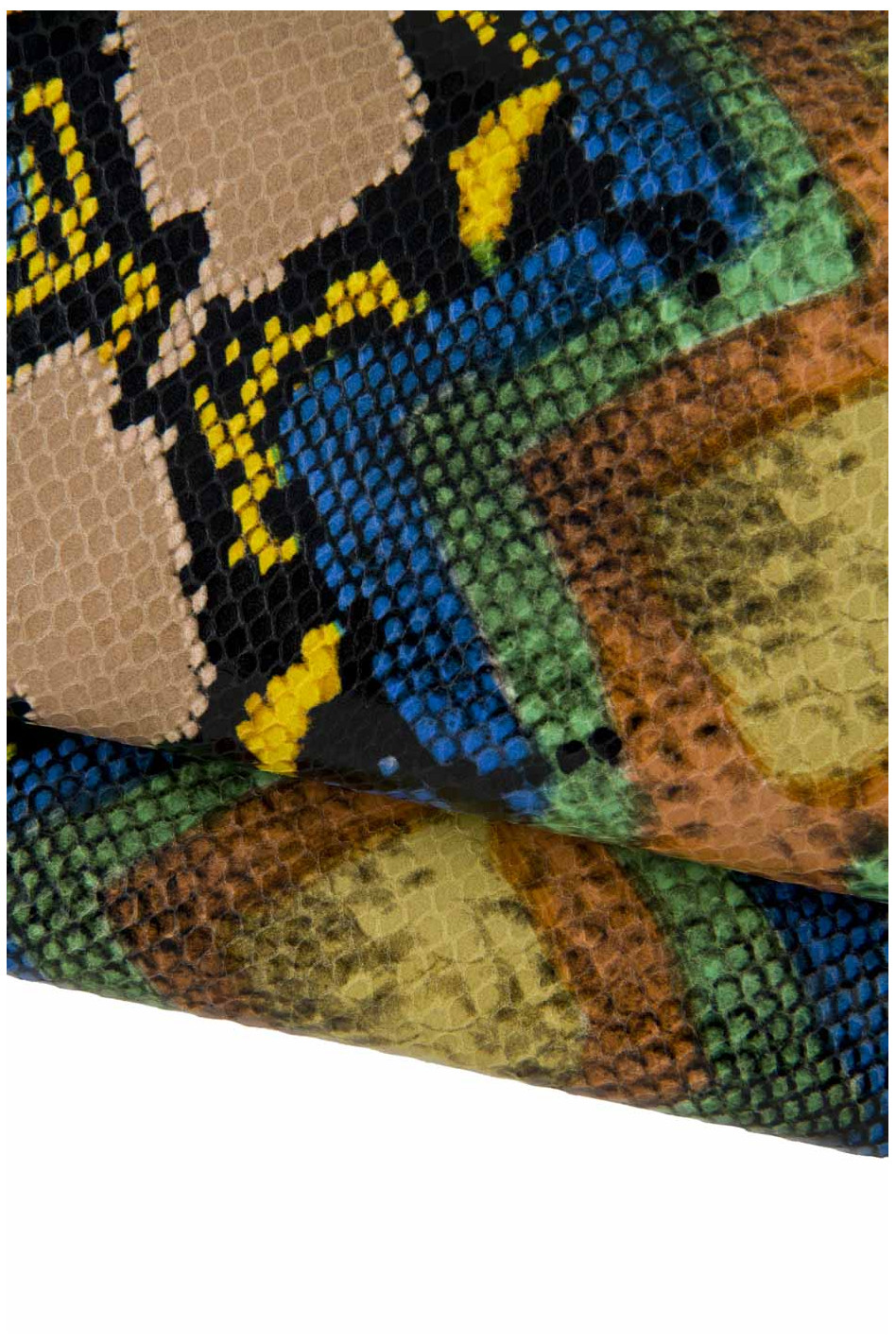 Multicolor PYTHON textured leather hide, reptile printed calfskin ...