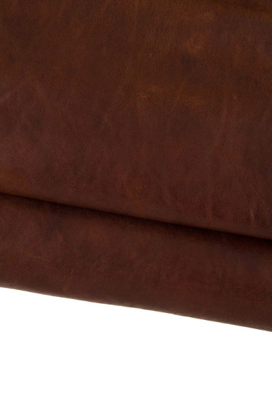 Vitello marrone concia VEGETALE, pelle sportiva naturale, pellame vintage effetto pull up 1.5 - 1.6 mm