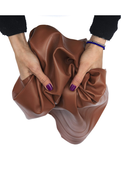 Brown NAPPA sheepskin, glossy soft lambskin hide, wrinkled leather for garments