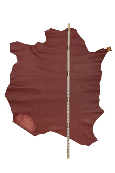Brick red leather skin, smooth super soft lambskin NAPPA, silky sheepskin for garments