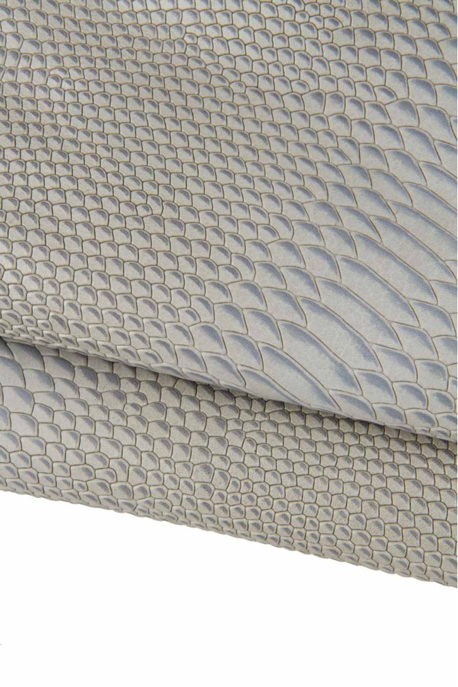 Grey REPTILE embossed leather skin,...