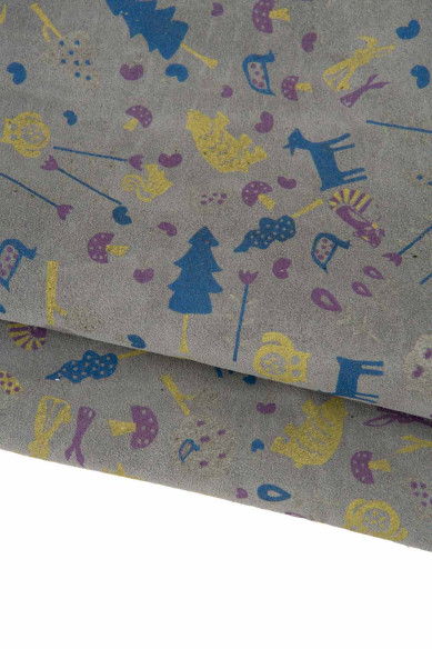 LOTTO di 4 pezzi di pelle grigio acciaio, assortimento pellami laminati stampati per il fai da te