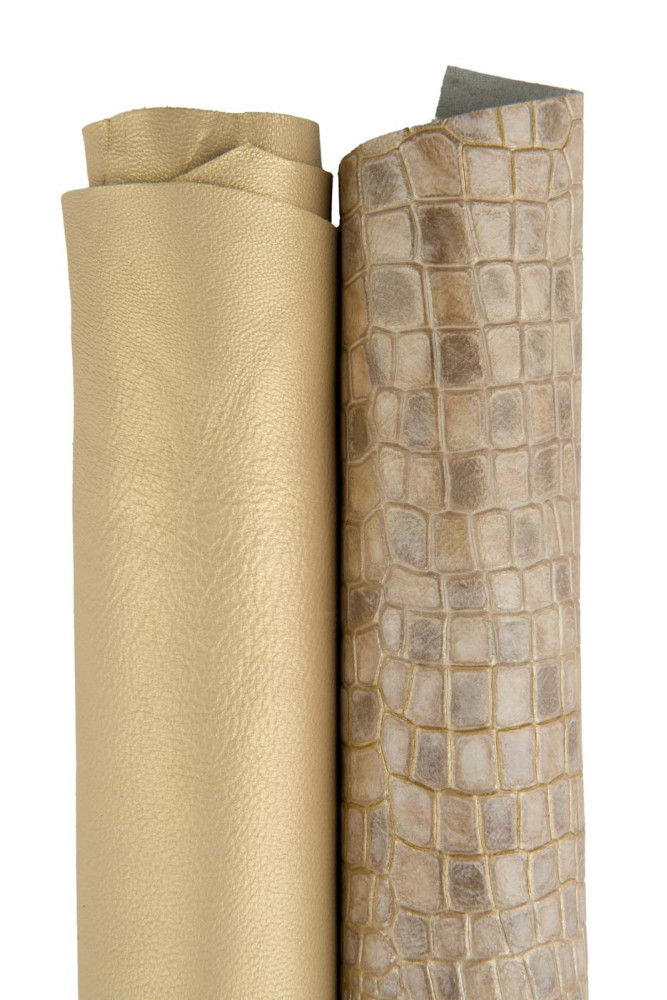 LOTTO di 2 pelli oro beige, nappa...