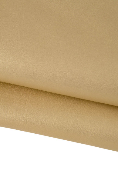 BOUNDLE of 2 gold beige leather hides, pearlized metallic goatskin and crocodile embossed calfskin for crafting
