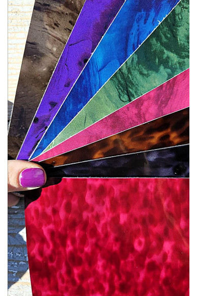 8 Selected leather scraps, PATENT, colors various, printed ,mix selection leather pieces as per pictures