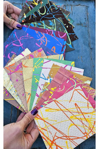 10 Leather scraps, painted... 2