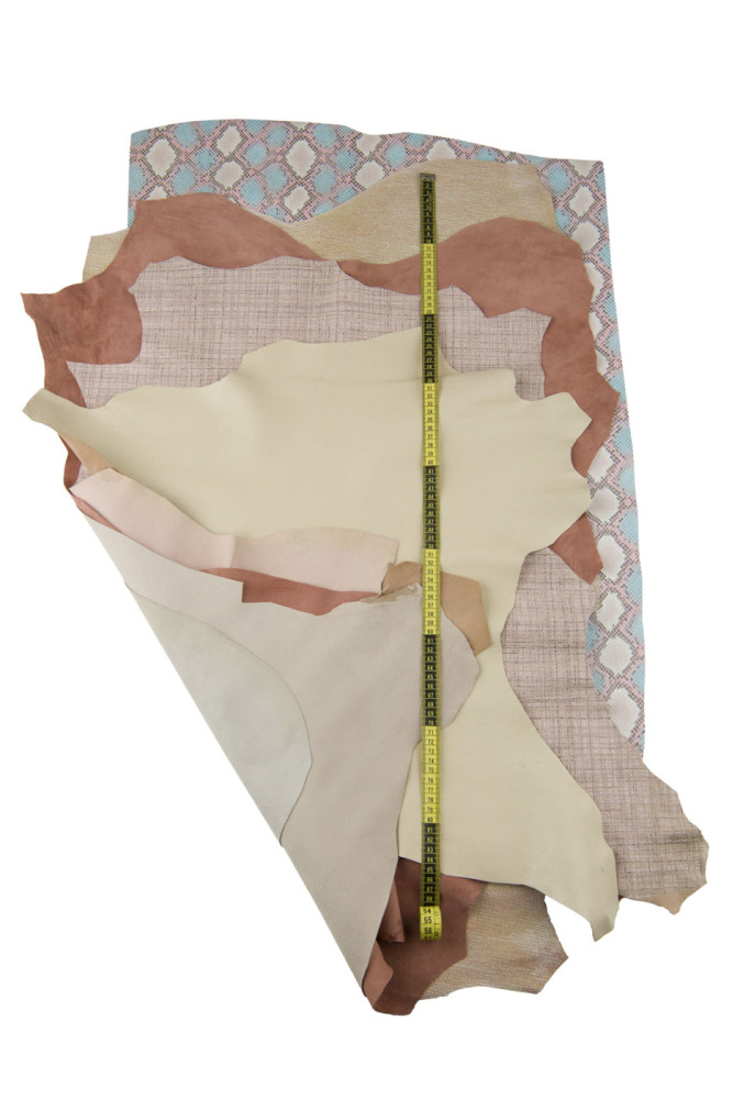 LOTTO di pellami rosa beige, pelli...