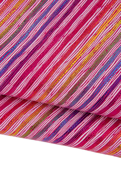 Bundle of 2 MATCHING skins, red smooth goatskin and iridescent metallic multicolor striped suede hide