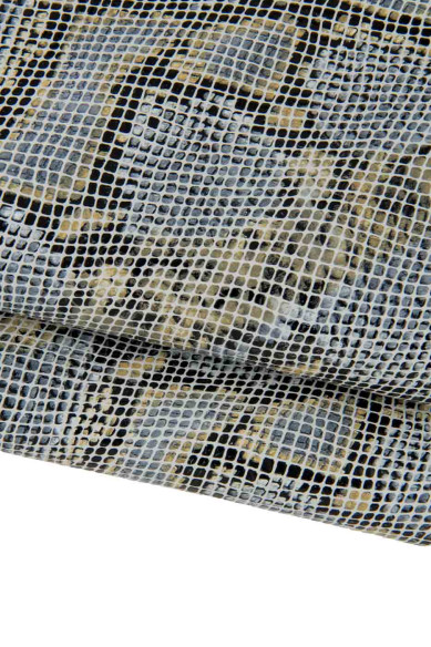 Lotto di 3 pelli GRIGIE, pellame liscio grigio e 2 capre stampate come da foto