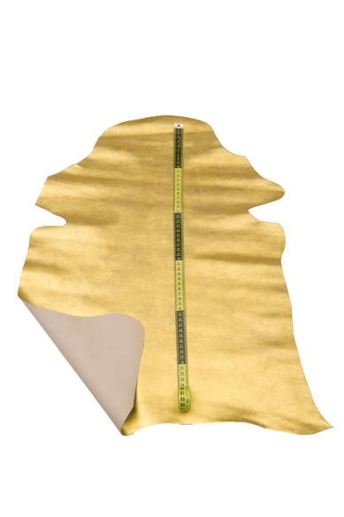 Gold SUEDE leather skin, metallic slightly bleached goatskin, soft glitter skin, ideal for DIY projects