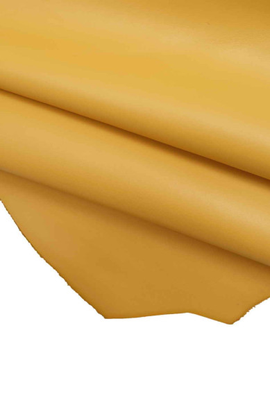YELLOW SOFT leather hide, smooth cowhide, premium full grain calfskin 1.1 - 1.3 mm, ideal for crafters B13066-TU