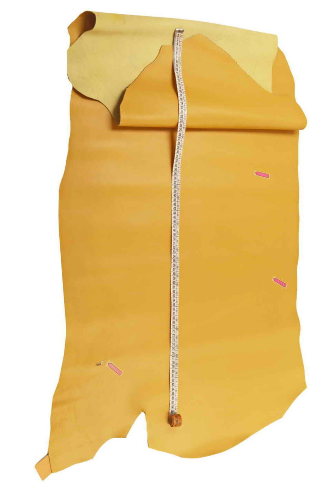YELLOW SOFT leather hide, smooth...