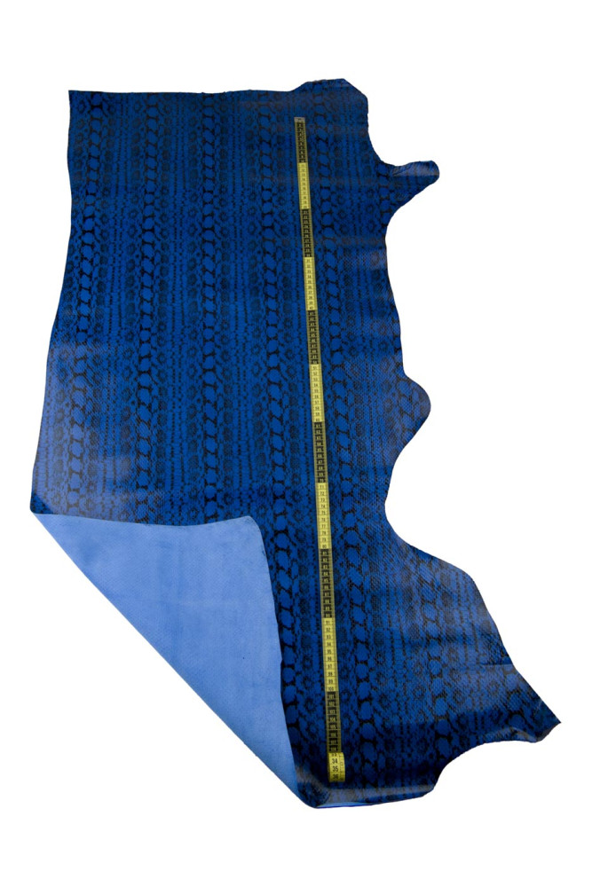 Bluette PYTHON leather hide, glossy...