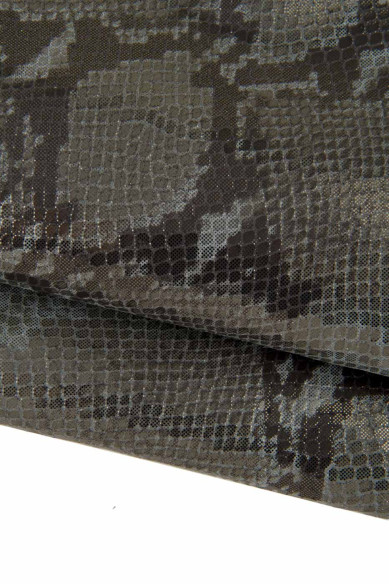 BUNDLE of 3 leather hides, mud smooth cowhide, reptile python pronted goatskins