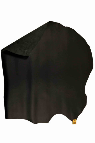 BLACK brush off leather hide, matt patent cowhide, smooth calfskin, quite stiff, ideal for crafting 1.8 - 2.0 mm