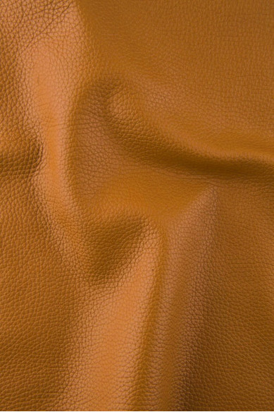 Tan PEBBLE grain printed cowhide, sporty embossed leather hide, brown genuine italian soft semi glossy calfskin, 1.5 - 1.7 mm