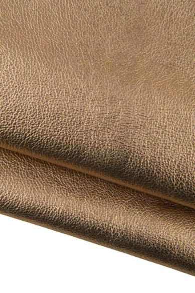 Light GOLD leather hide, champagne metallic pebble grain printed goatskin, soft grainy hide