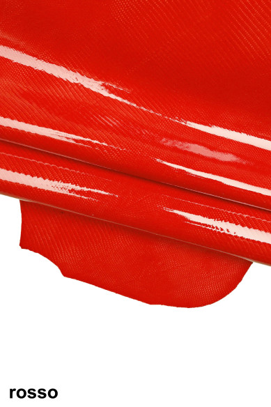 Pelle LUCERTOLA ROSSA, agnello verniciato stampa lizard, pellame animalier lucido rosso per il fai da te  B17951-ST