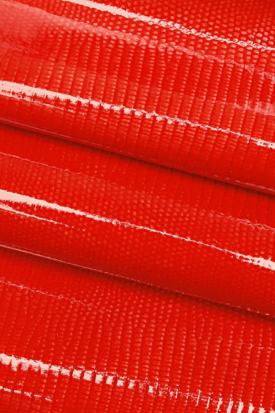 Pelle LUCERTOLA ROSSA, agnello verniciato stampa lizard, pellame animalier lucido rosso per il fai da te  B17951-ST