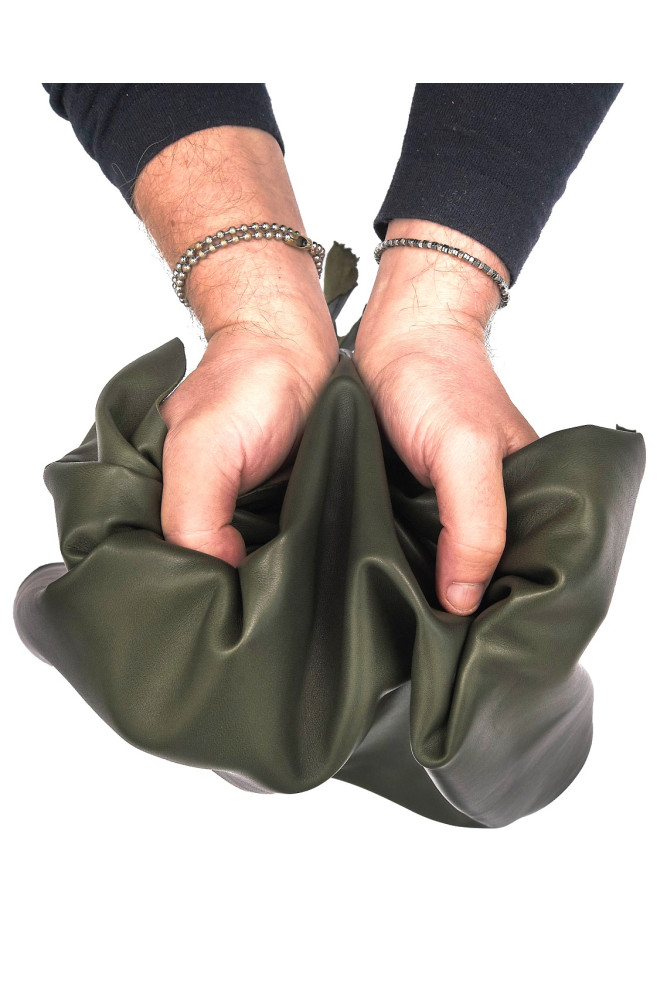 Pelle NAPPA verde militare, pellame...