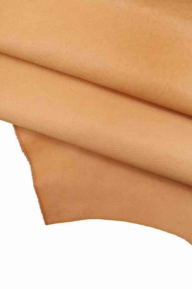 BEIGE VACHETTA leather hide, super natural cowhide - light irregular grain, vegetable tanned sporty matt calfskin