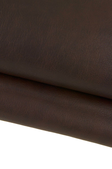 Brown VEGETABLE tanned cowhide, sporty graint leather hide, vintage calfskin 1.3 - 1.4 mm