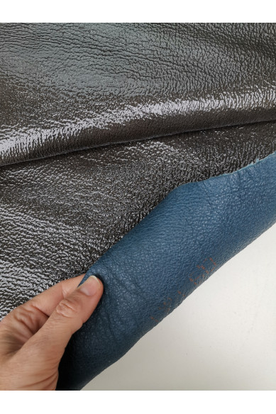 Pelle NAPLAK GRIGIO  double face, vitello vernice stropicciata, pellame morbido