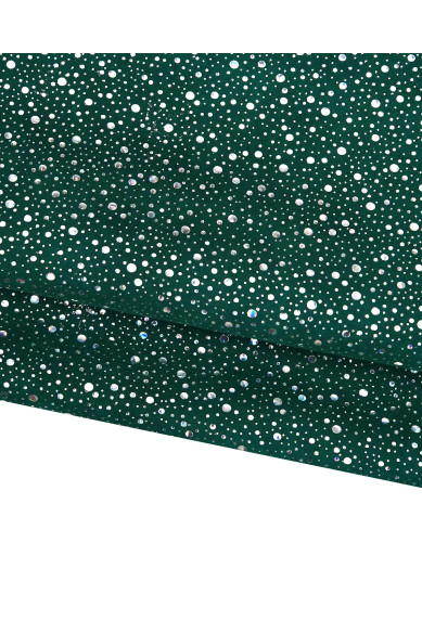 Lotto di 2 pelli tono VERDE, nappa liscia e camoscio con pois glitter, pellami morbidi per il fai da te