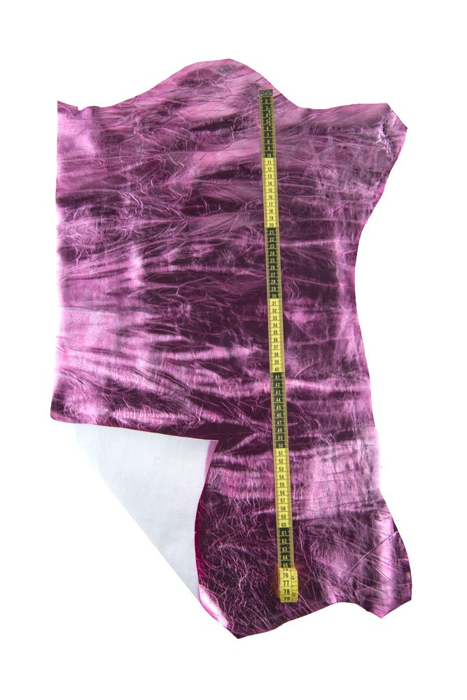 Pink METALLIC wrinkled leather skin,...