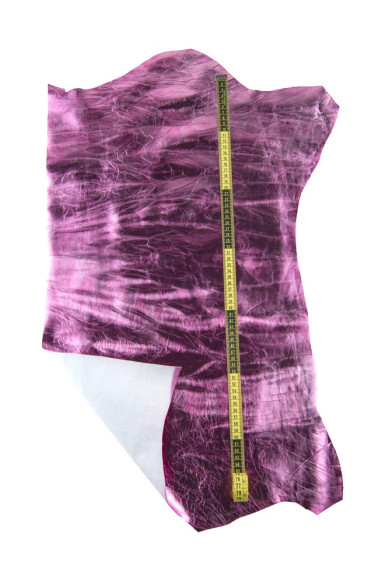 Pink METALLIC wrinkled leather skin, soft shaded distressed goatskin, sparkle hide for crafting