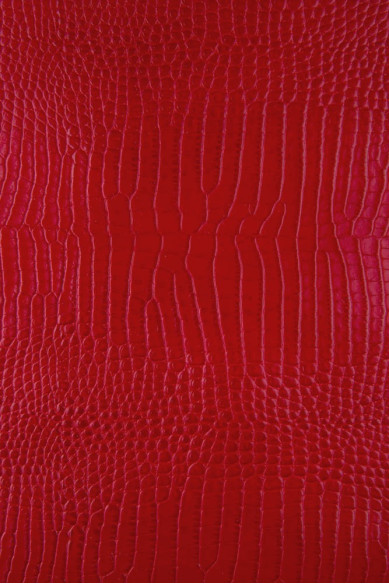 Red CROCODILE embossed leather hide, glossy animal printed cowhide, quite stiff, ideal for bags