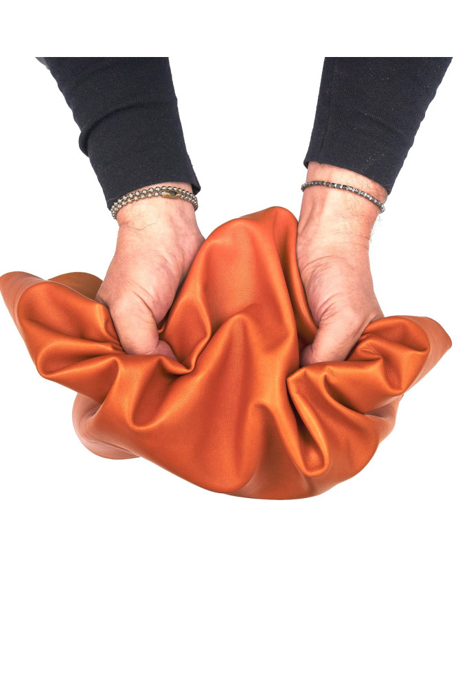 Orange SOFT leather skin, silky...