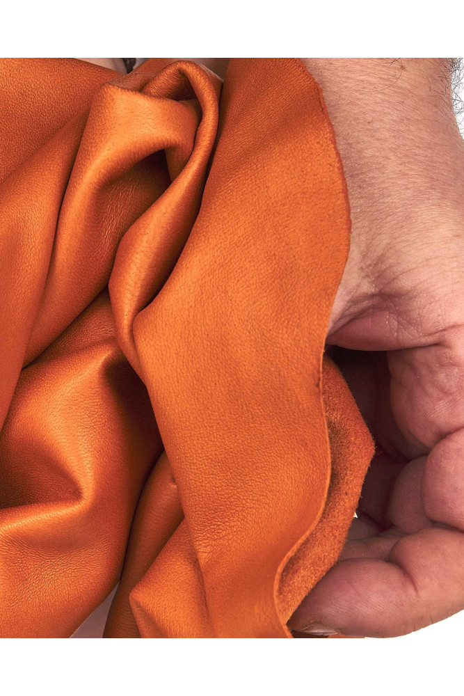 Orange SOFT leather skin, silky...