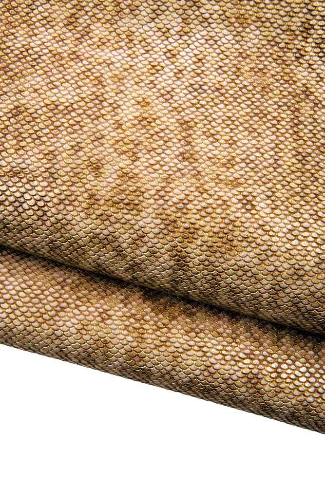 Gold platinum REPTILE leather hide,...