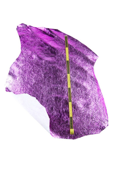 Fuchsia CRACKLE printed leather skin, bright pink METALLIC soft goatskin hide for hobbyists