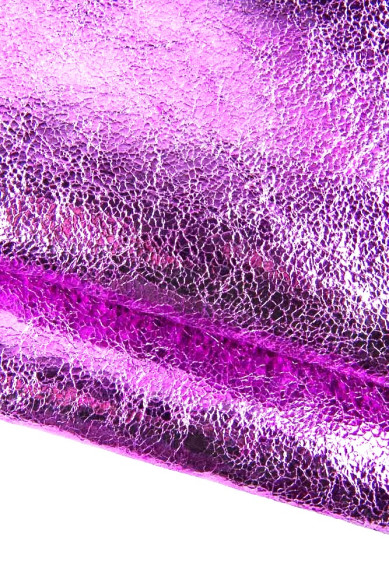Pelle fucsia CRACKLE, capra LAMINATA stampata, pellame morbido metallizzato rosa acceso per hobbisti