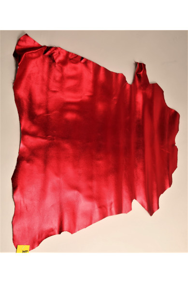 PELLAME laminato ROSSO, pelle metallizzata liscia, capra lucida morbida per il fai da te B18005-MT