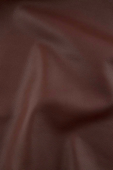 Reddish BROWN leather hide, tiny pebble grain embossed calfskin, soft semi glossy, genuine italian cowhide 1.4 - 1.5 mm