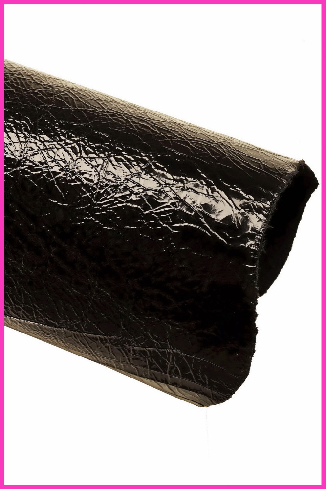 BLACK NAPLACK leather hide, wrinkled...
