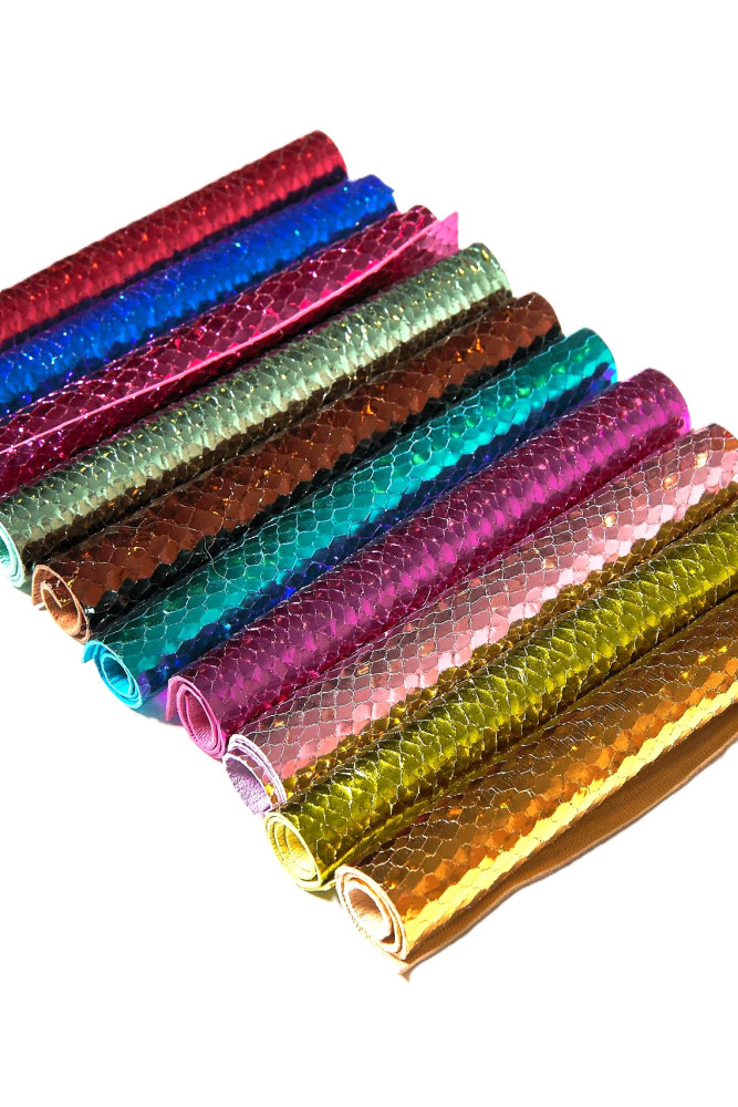 Metallic PYTHON printed leather...