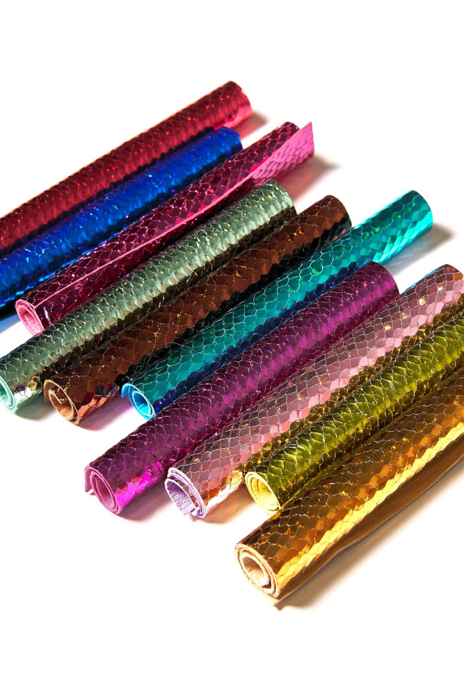 10 Ritagli di pellame laminato stampa...