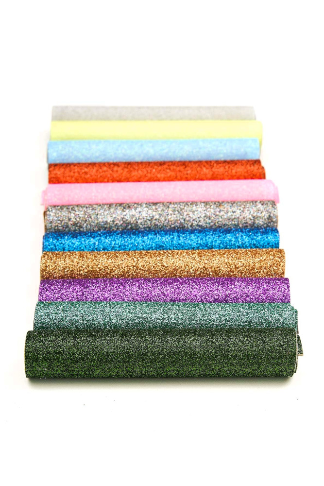 GLITTER leather scraps in assorted...