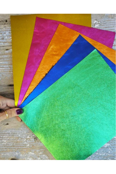 5 Selected leather scraps, BRIGHT tones, mix selection leather pieces as per pictures 8x10" / 20x25 cm