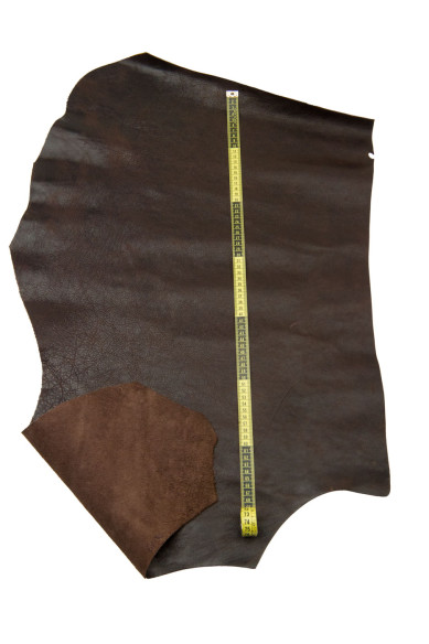 Pelle SPORTIVA marrone, vitello VEGETALE con grana irregolare, pellame vintage morbido per artigiani